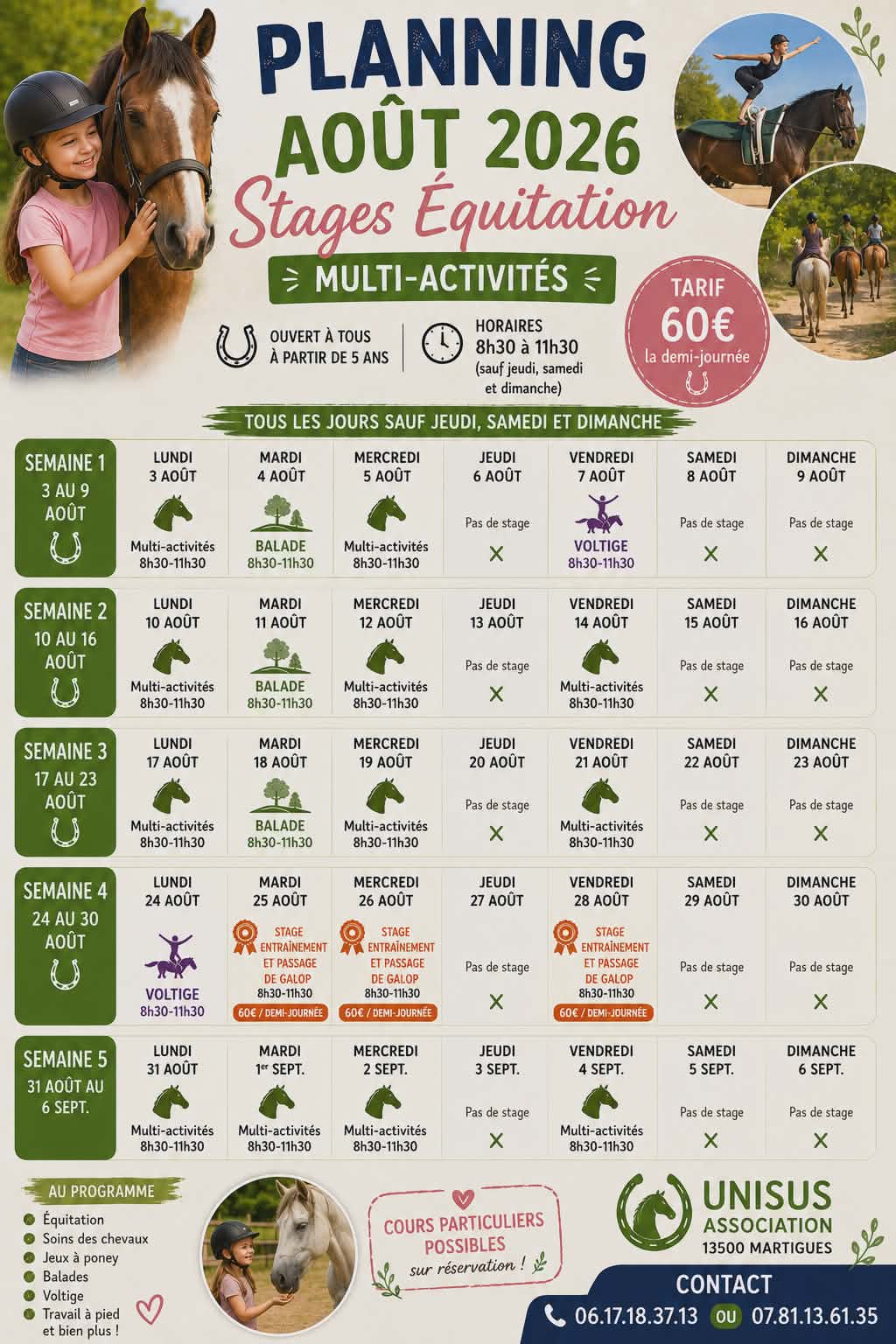 Planning de l&rsquo;été