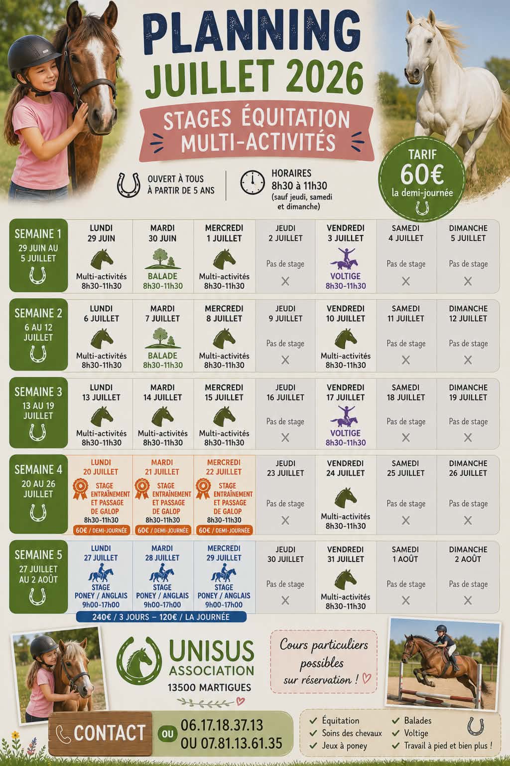 Planning de l’été