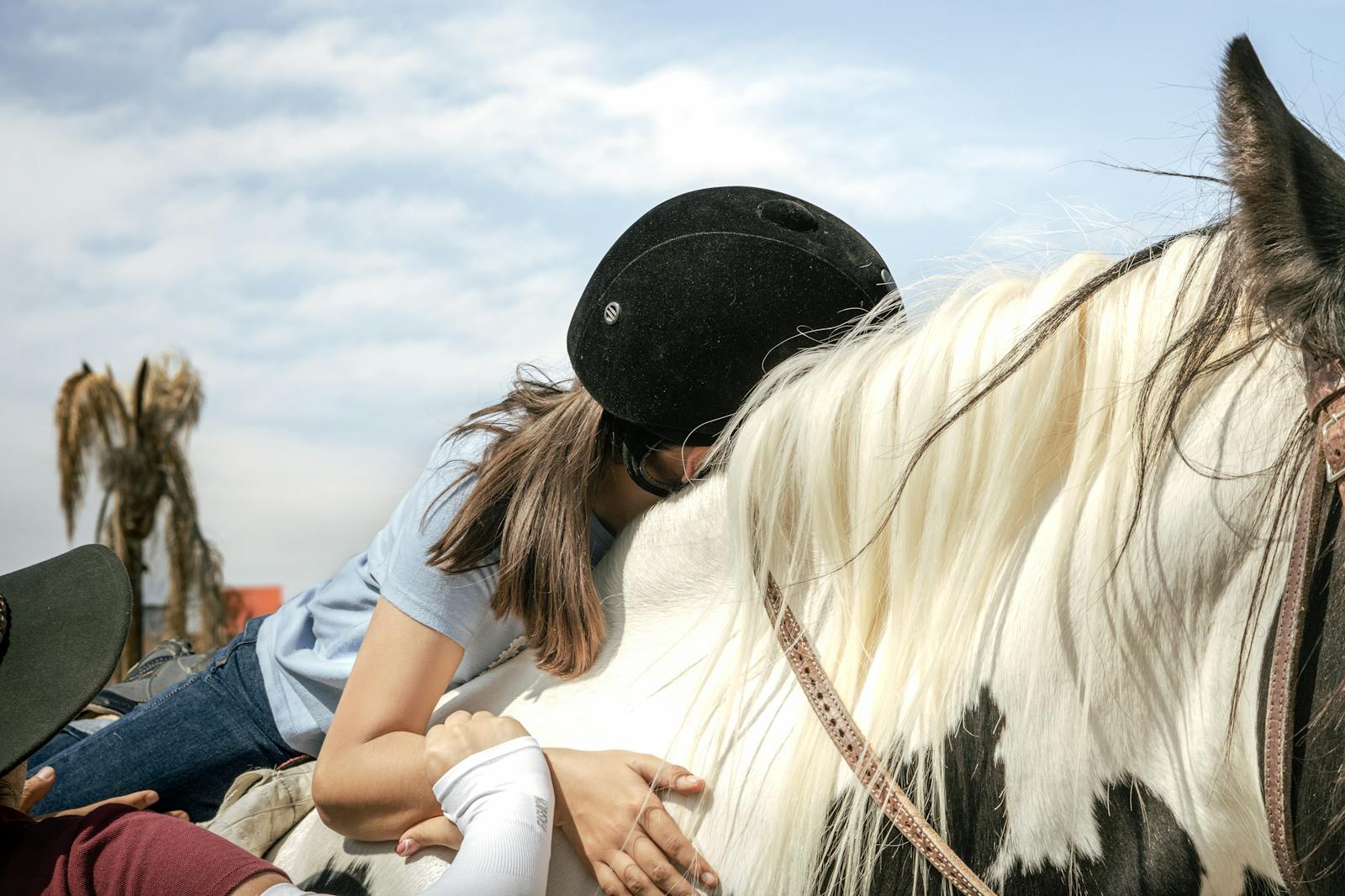 Séance d'équithérapie en extérieur à Martigues — enfant et accompagnant·e avec le cheval